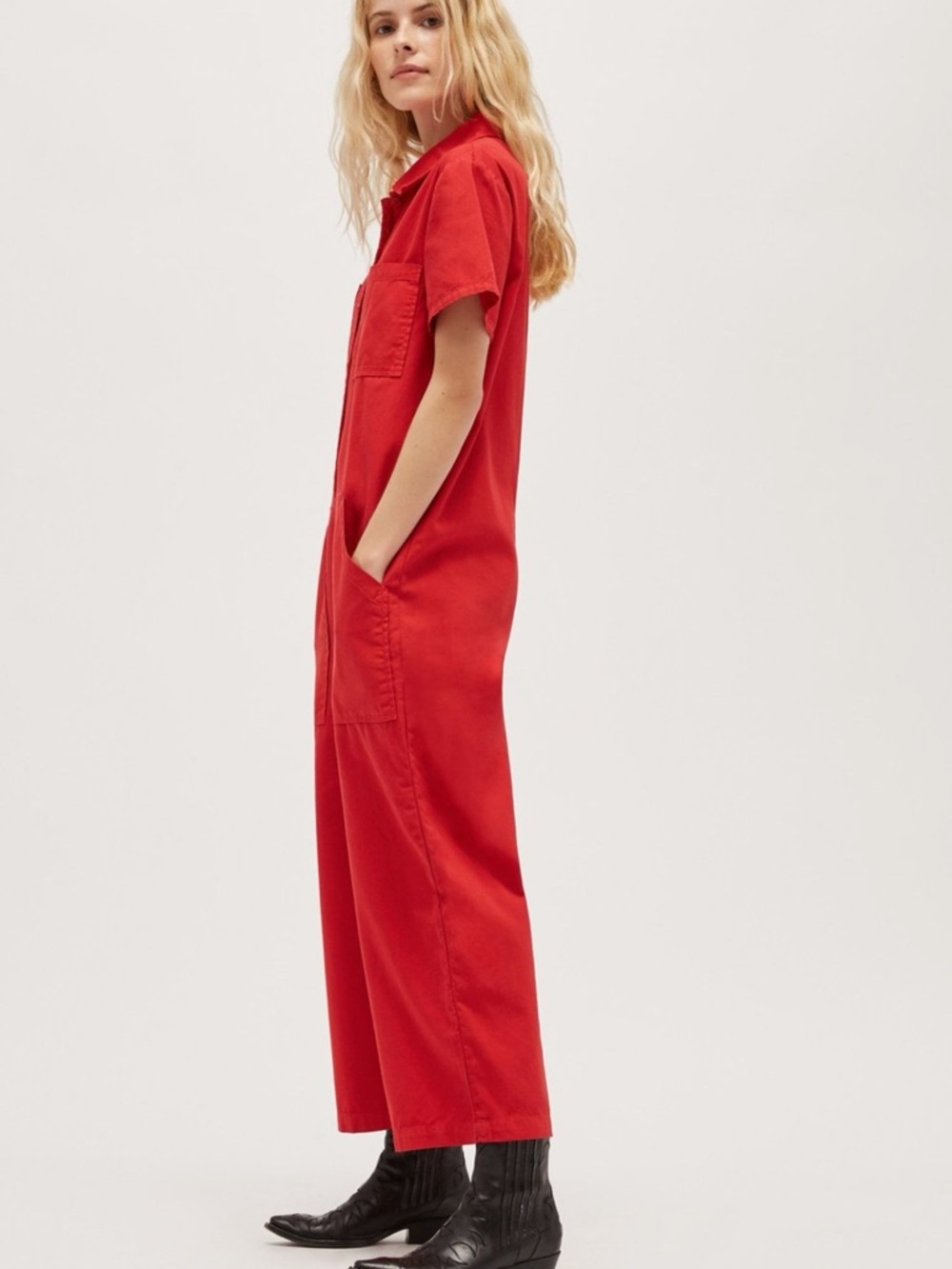 LACAUSA Red Lucky Short-Sleeve Jumpsuit - Picture 2 of 8